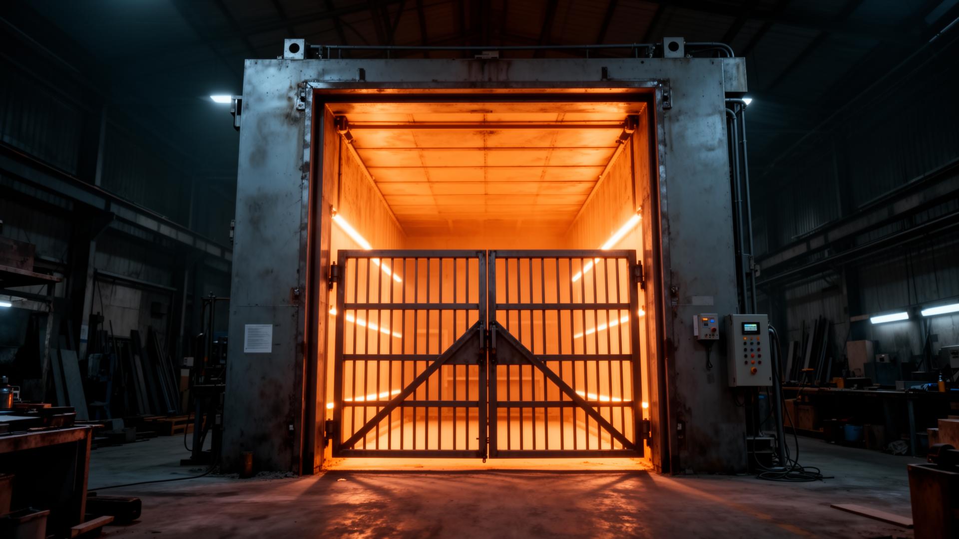 Large 8 metre industrial powder coating oven